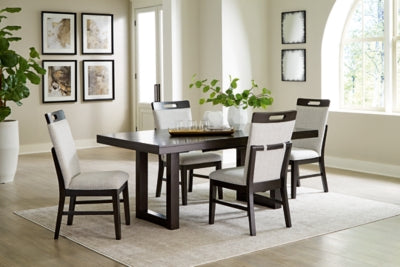 Ashley Furniture Neymorton dining room set with a table and six chairs, showcasing a classic wood finish and elegant design