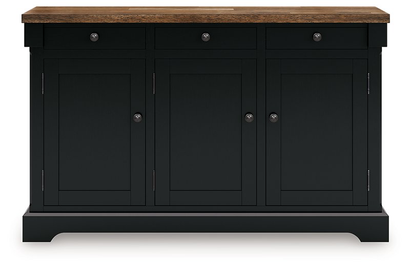 Ashley Furniture Wildenauer Dining Buffet with sleek wood finish and spacious storage drawers, front view.
