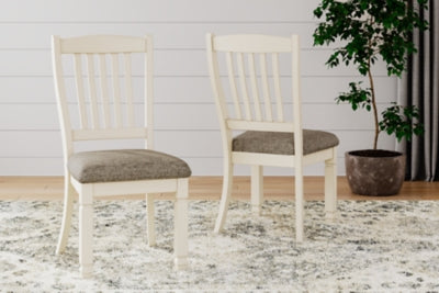 Ashley Furniture Bolanburg dining set with a table and six upholstered chairs in a modern dining room setting.