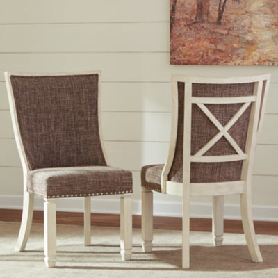 Ashley Furniture Bolanburg dining room set with a table and matching chairs, stylish and suitable for modern dining spaces.