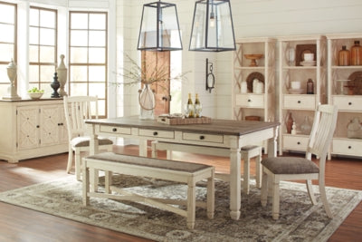 Ashley Furniture Bolanburg dining table with a dark wood finish and sturdy rectangular design, ideal for modern dining rooms.