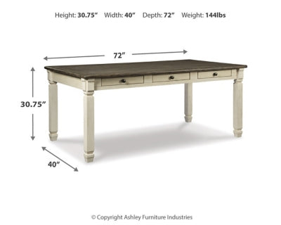 Ashley Furniture Bolanburg dining table with a wooden top and sturdy legs, ideal for family meals and gatherings.