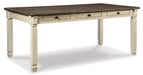 Ashley Furniture Bolanburg dining room set with a table and six chairs, featuring a warm wood finish and modern design.