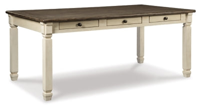 Ashley Furniture Bolanburg dining room set with a table and six chairs, featuring a warm wood finish and modern design.