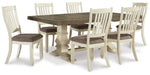 Ashley Furniture Bolanburg dining set with a wooden table and six matching chairs in a modern dining room setting.