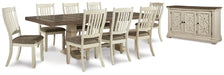 Ashley Furniture Bolanburg dining room set with a wooden rectangular table and six matching chairs in a warm finish.