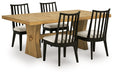 Ashley Furniture Galliden dining room set with a wooden table and matching chairs, featuring a modern design and warm finish.