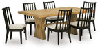 Ashley Furniture Galliden dining room set with a rectangular table and six upholstered chairs in a modern design.