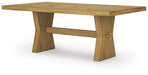 Ashley Furniture Galliden dining room set with a wooden table and chairs, shown from an angle in a modern dining space.