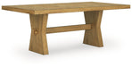 Ashley Furniture Galliden dining room set with a wooden table and six matching chairs, shown from an angled side view.
