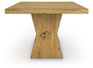 Ashley Furniture Galliden dining room set with a wooden table and matching chairs, showcased in a well-lit dining space.