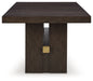Ashley Furniture Burkhaus dining room set with a wooden table and matching chairs, elegant and modern for dining spaces.