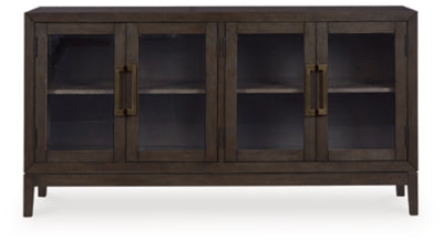 Ashley Furniture Burkhaus dining room set with a table and chairs, shown from a front head-on view in the image.