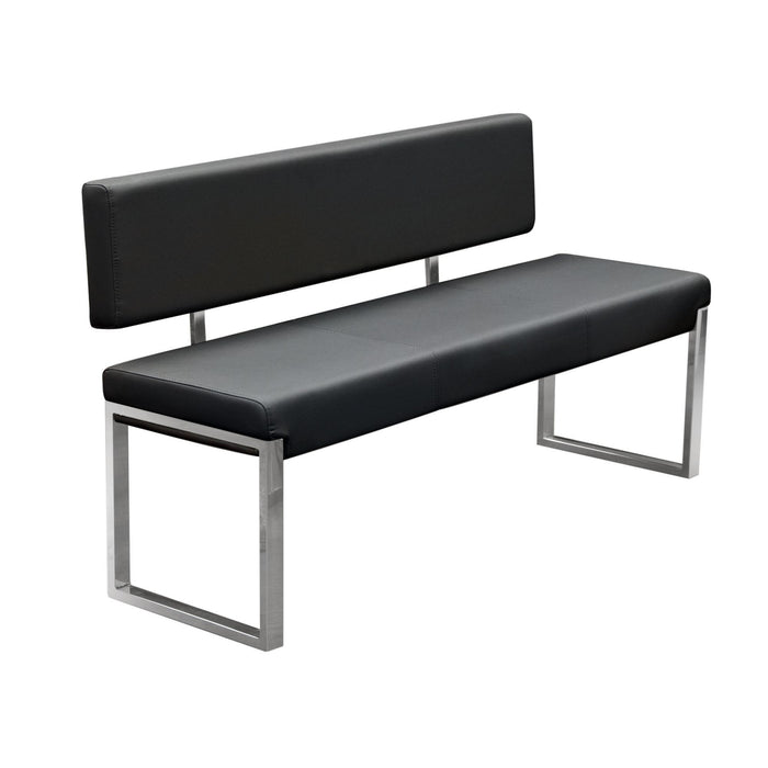 Knox Bench w/ Back & Stainless Steel Frame by Diamond Sofa - Black