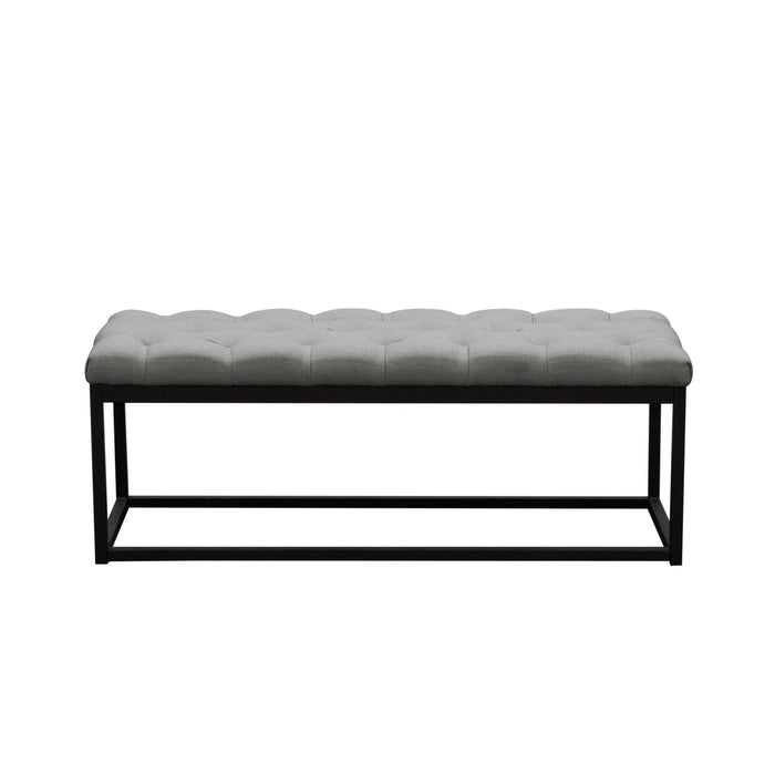 Mateo Black Powder Coat Metal Small Linen Tufted Bench by Diamond Sofa - Grey image