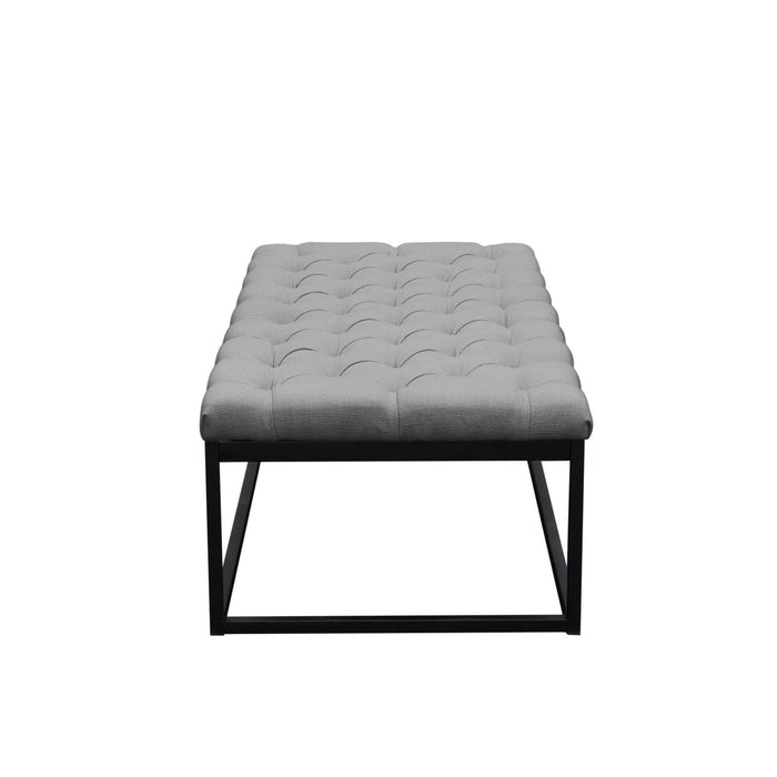 Mateo Black Powder Coat Metal Large Linen Tufted Bench by Diamond Sofa - Grey