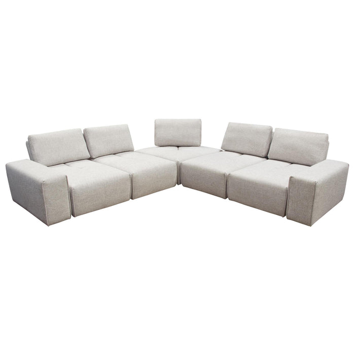 Jazz Modular 5-Seater Corner Sectional with Adjustable Backrests in Light Brown Fabric by Diamond Sofa