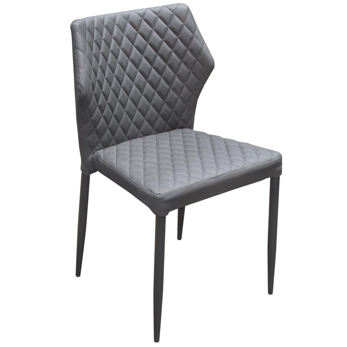 Milo 4-Pack Dining Chairs in Grey Diamond Tufted Leatherette with Black Powder Coat Legs by Diamond Sofa