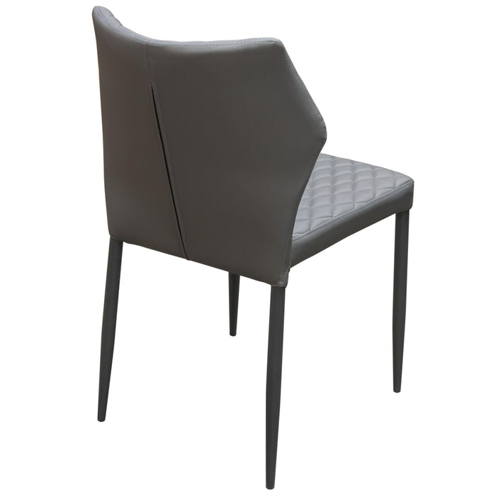 Milo 4-Pack Dining Chairs in Grey Diamond Tufted Leatherette with Black Powder Coat Legs by Diamond Sofa