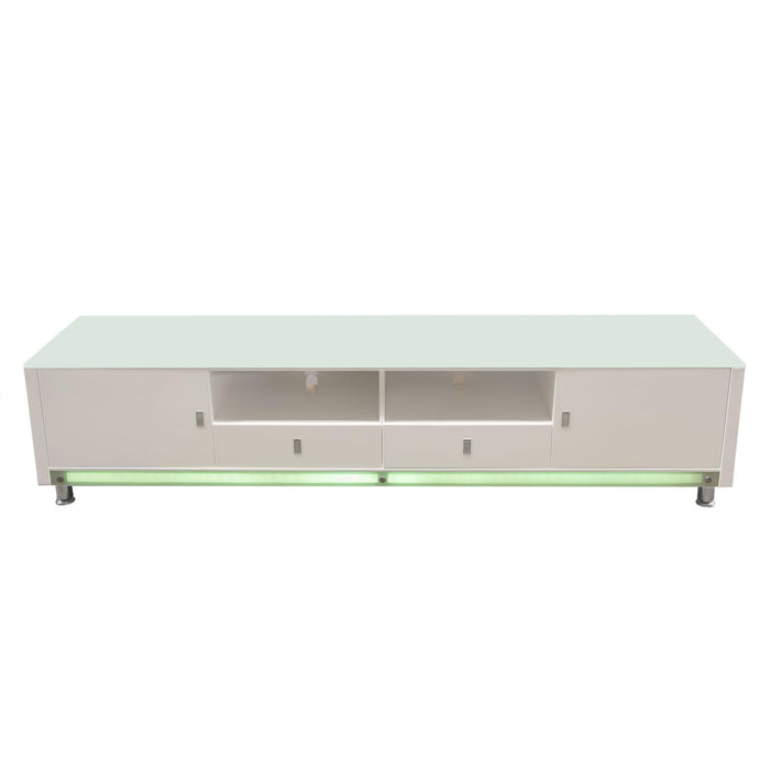 K99 83 Inch Low Profile Entertainment Cabinet in White Lacquer Finish w/ RGB Multi-Color Accent Light by Diamond Sofa