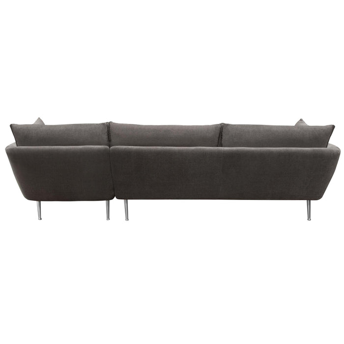 Vantage RF 2PC Sectional in Iron Grey Fabric w/ Brushed Metal Legs by Diamond Sofa