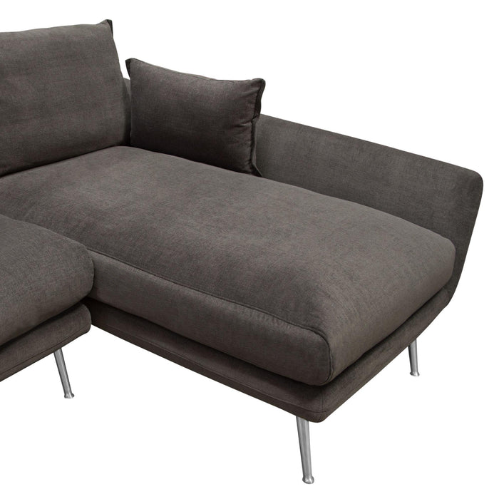 Vantage RF 2PC Sectional in Iron Grey Fabric w/ Brushed Metal Legs by Diamond Sofa