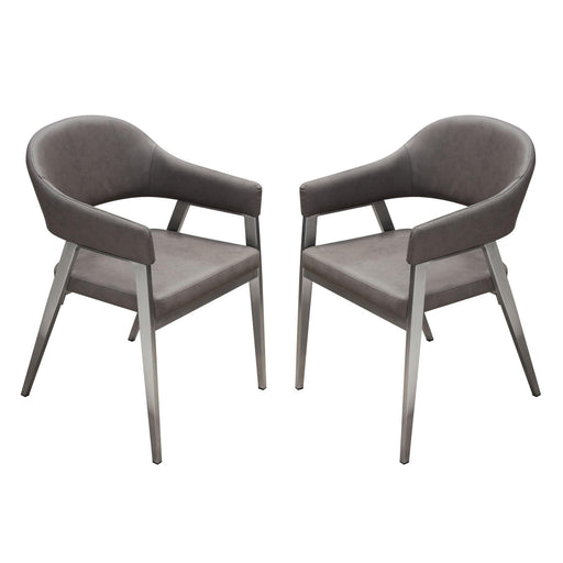 Adele Set of Two Dining/Accent Chairs in Grey Leatherette w/ Brushed Stainless Steel Leg by Diamond Sofa image