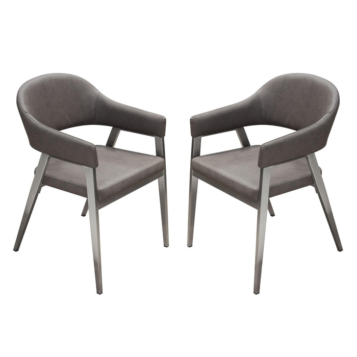 Adele Set of Two Dining/Accent Chairs in Grey Leatherette w/ Brushed Stainless Steel Leg by Diamond Sofa image