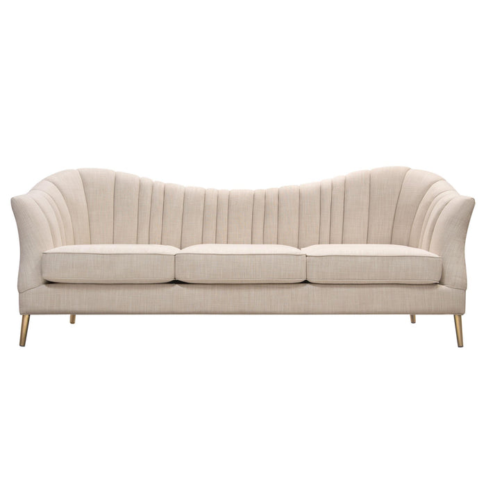 Ava Sofa in Sand Linen Fabric w/ Gold Leg by Diamond Sofa