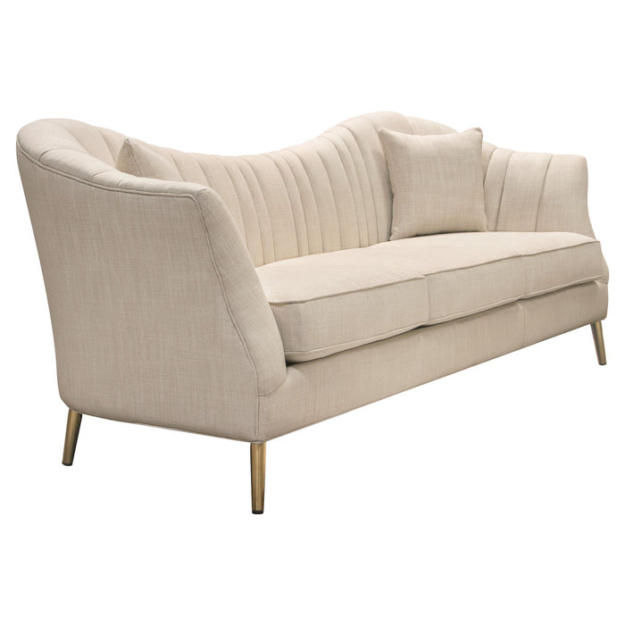 Ava Sofa in Sand Linen Fabric w/ Gold Leg by Diamond Sofa