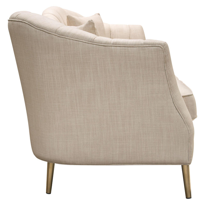 Ava Sofa in Sand Linen Fabric w/ Gold Leg by Diamond Sofa