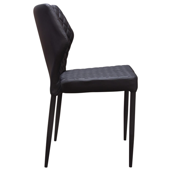 Milo 4-Pack Dining Chairs in Black Diamond Tufted Leatherette with Black Powder Coat Legs by Diamond Sofa