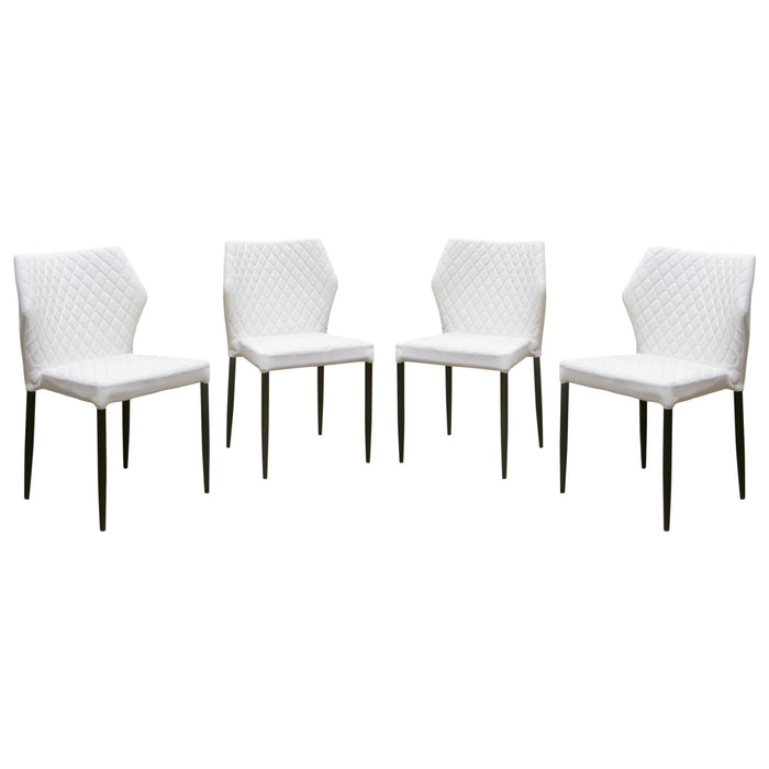 Milo 4-Pack Dining Chairs in White Diamond Tufted Leatherette with Black Powder Coat Legs by Diamond Sofa image