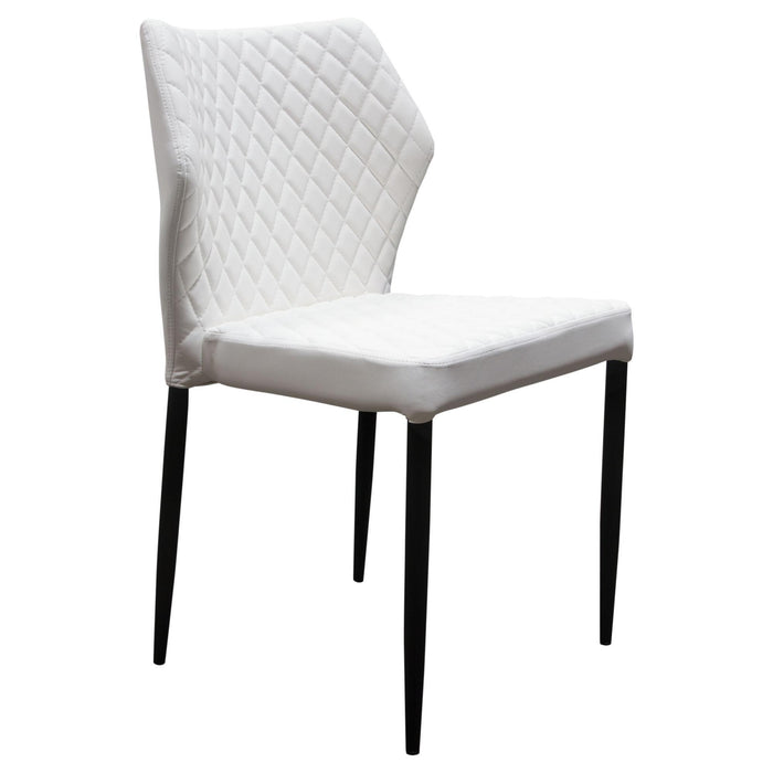 Milo 4-Pack Dining Chairs in White Diamond Tufted Leatherette with Black Powder Coat Legs by Diamond Sofa