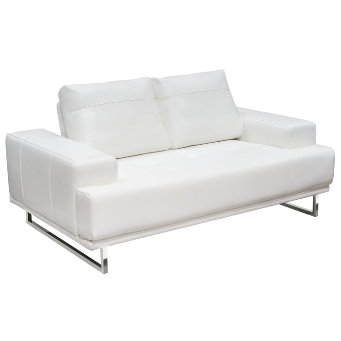 Russo Loveseat w/ Adjustable Seat Backs in White Air Leather by Diamond Sofa