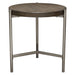 Atwood 22" Round End Table w/ Grey Oak Veneer Top & Brushed Silver Metal Base by Diamond Sofa image