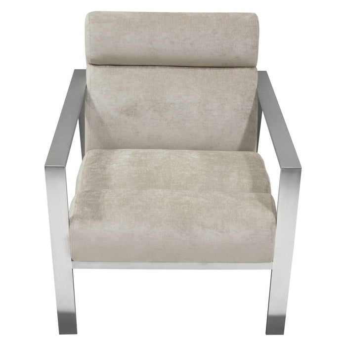 La Brea Accent Chair in Champagne Fabric with Brushed Stainless Steel Frame by Diamond Sofa