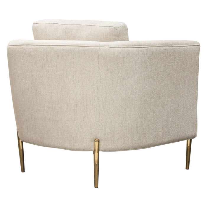 Lane Chair in Light Cream Fabric with Gold Metal Legs by Diamond Sofa