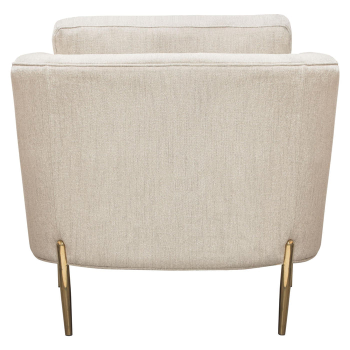 Lane Chair in Light Cream Fabric with Gold Metal Legs by Diamond Sofa