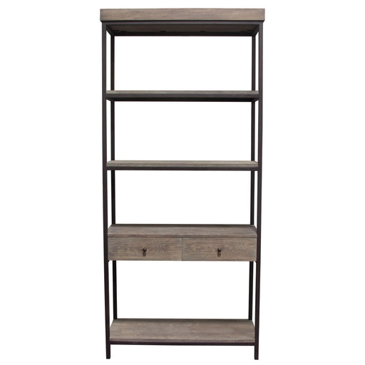 Sequoia 87" 2-Drawered Shelf Unit in Grey Oak Finish with Iron Frame by Diamond Sofa image