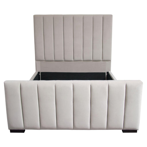 Venus Vertical Channel Tufted Queen Bed in Light Grey Velvet by Diamond Sofa image