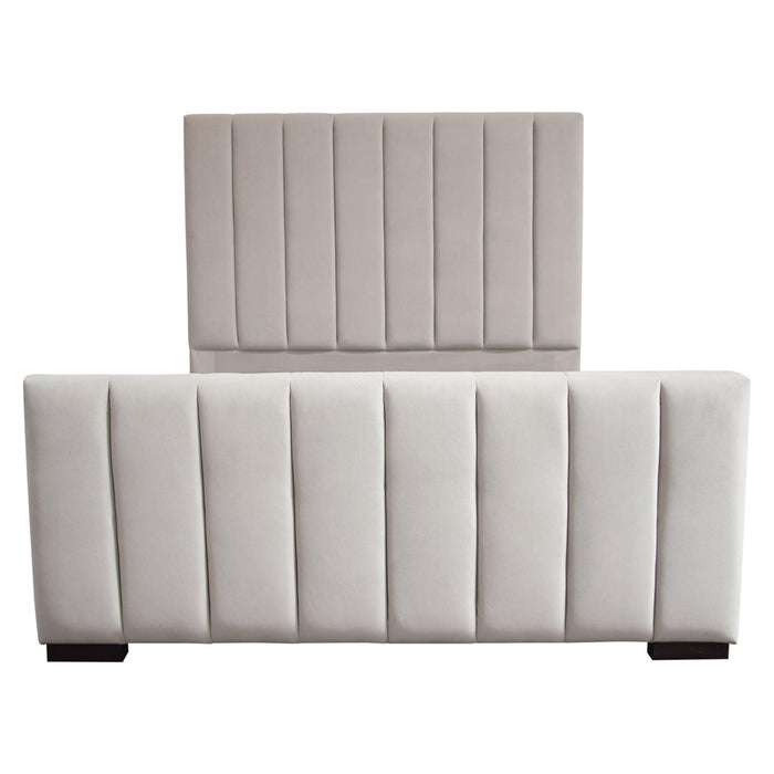 Venus Vertical Channel Tufted Eastern King Bed in Light Grey Velvet by Diamond Sofa