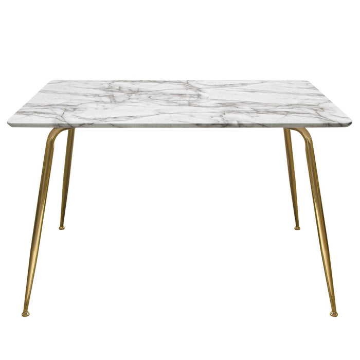 Chance Faux Marble Top Rectangular Dining Table w/ Brushed Gold Metal Legs by Diamond Sofa