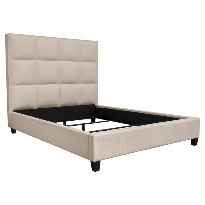 Devon Grid Tufted Queen Bed in Sand Fabric by Diamond Sofa