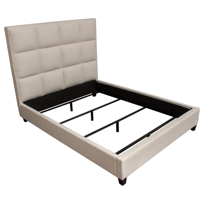 Devon Grid Tufted Eastern King Bed in Sand Fabric by Diamond Sofa