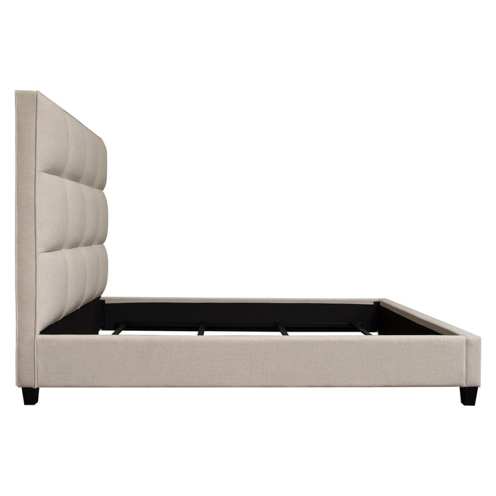 Devon Grid Tufted Eastern King Bed in Sand Fabric by Diamond Sofa