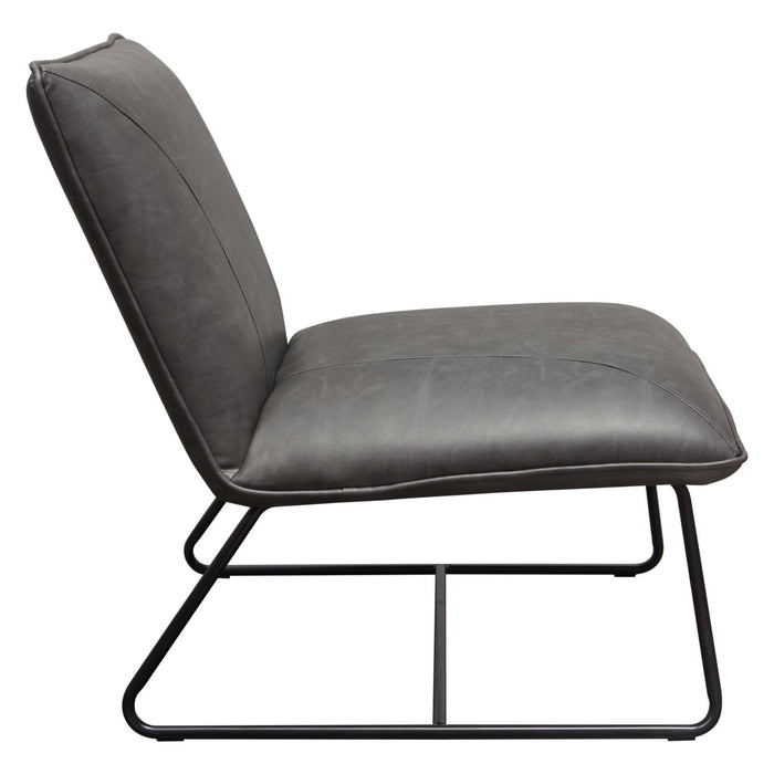 Jordan Armless Accent Chair in Weathered Grey Leatherette with Black Metal Base by Diamond Sofa