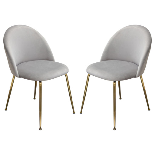 Lilly Set of (2) Dining Chairs in Grey Velvet w/ Brushed Gold Metal Legs by Diamond Sofa image