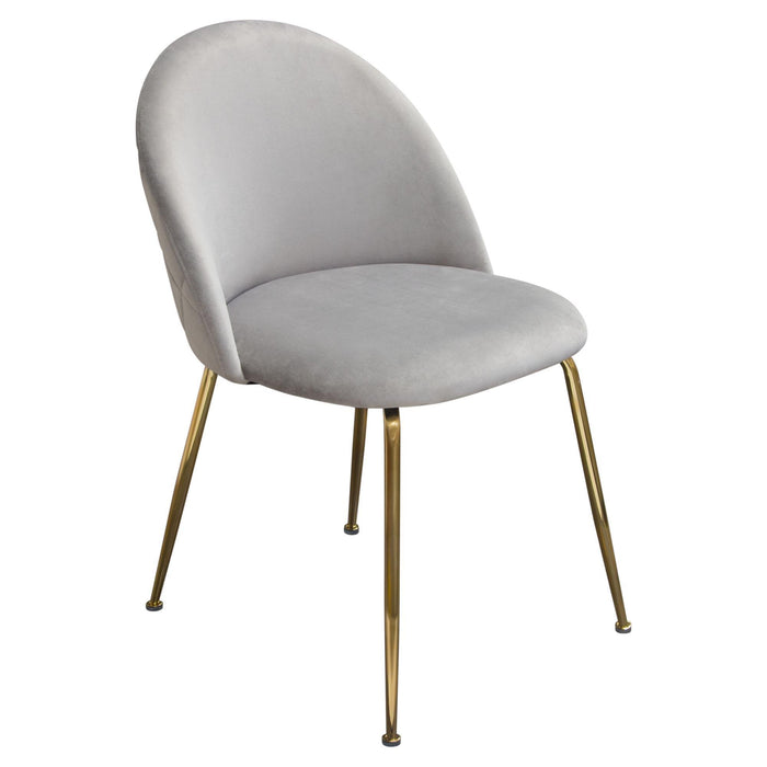 Lilly Set of (2) Dining Chairs in Grey Velvet w/ Brushed Gold Metal Legs by Diamond Sofa