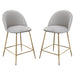 Lilly Set of (2) Counter Height Chairs in Grey Velvet w/ Brushed Gold Metal Legs by Diamond Sofa image